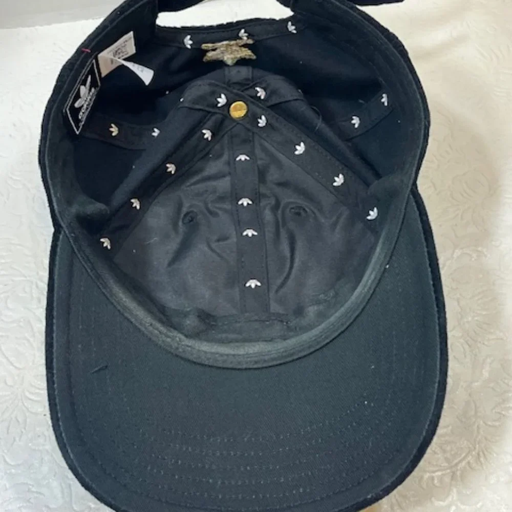 Black Velvet Adidas Cotton Gold Trefoil Embroidered Logo Adjustable Cap Hat
